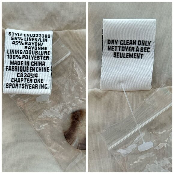 Jules & Leopold Striped Linen Blend Blazer Beige NavyStripe Open Front Womens LG - Picture 8 of 8